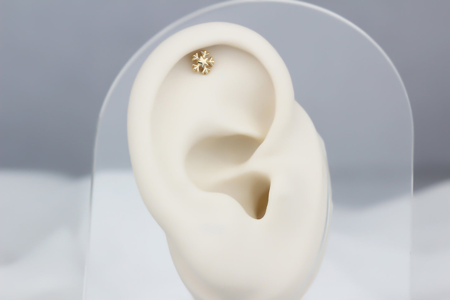 14k Solid Gold Snowflake Helix Piercing - alternate view 2