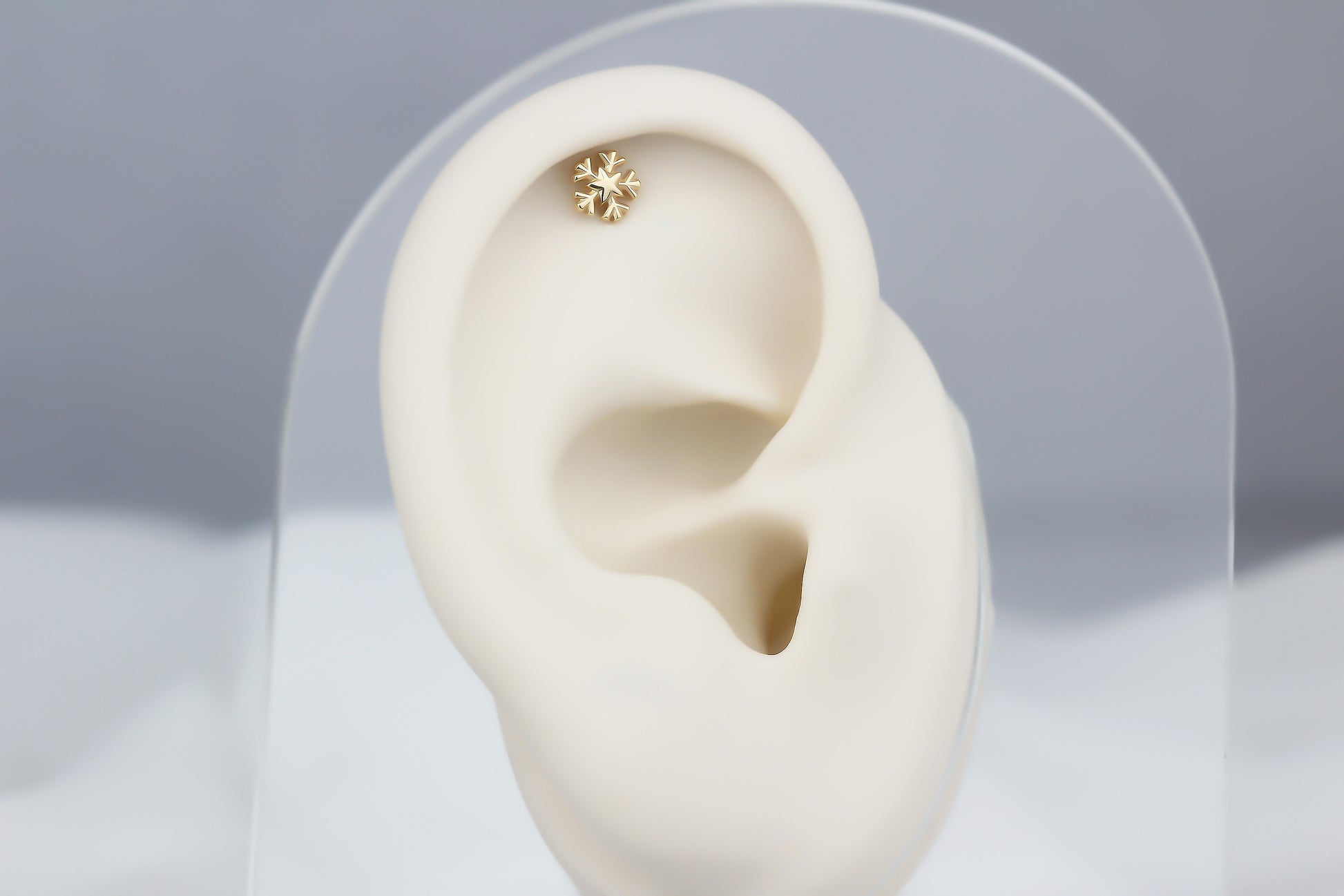 14k Solid Gold Snowflake Helix Piercing - alternate view 2