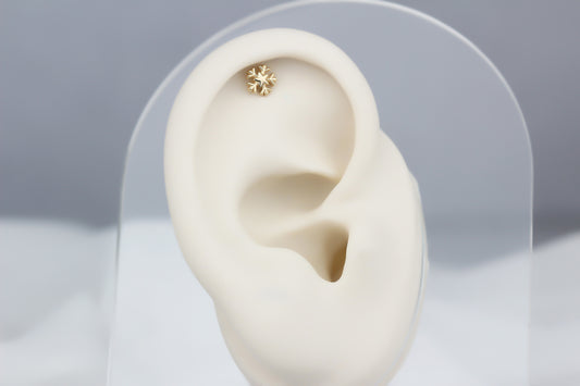 14k Solid Gold Snowflake Helix Piercing - alternate view 2