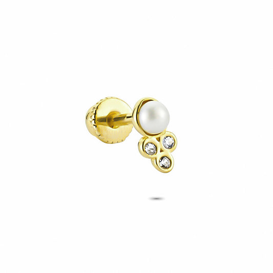 14k Solid Gold Pearl Three Stone Helix Piercing