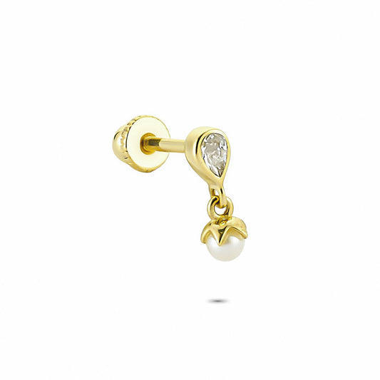14k Solid Gold Pearl Drop Helix Piercing