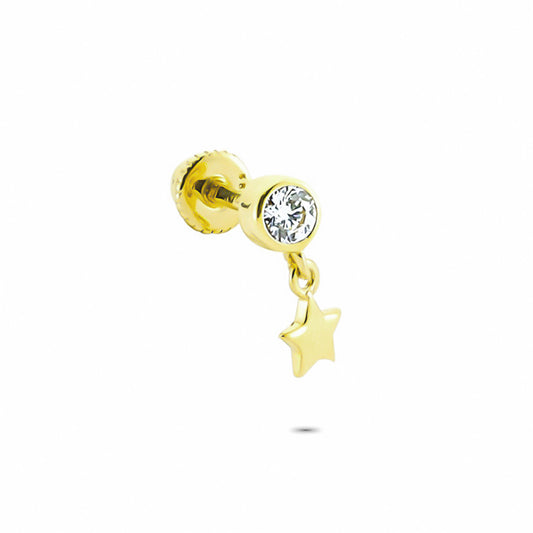 14k Solid Gold Hanging Solitaire Helix Piercing