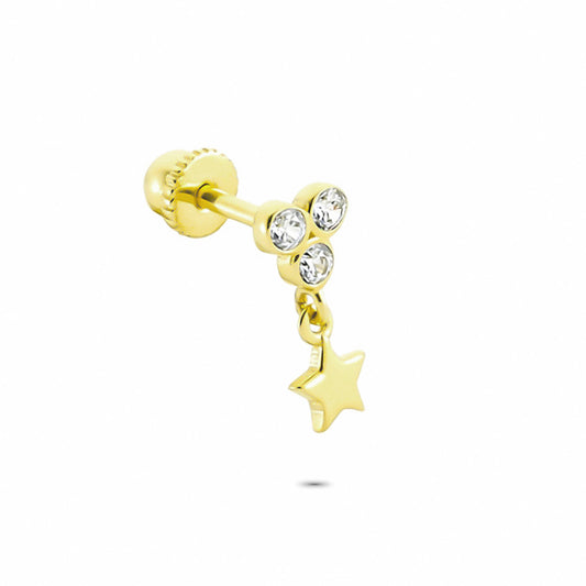 14k Solid Gold Hanging Three Stone Helix Piercing