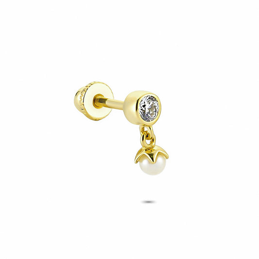 14k Solid Gold Pearl Solitaire Helix Piercing