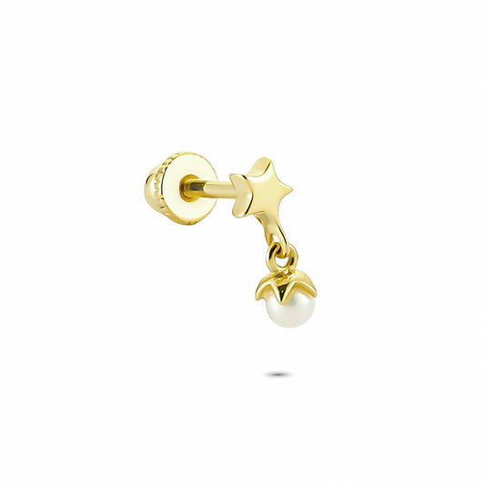 14k Solid Gold Pearl Star Helix Piercing