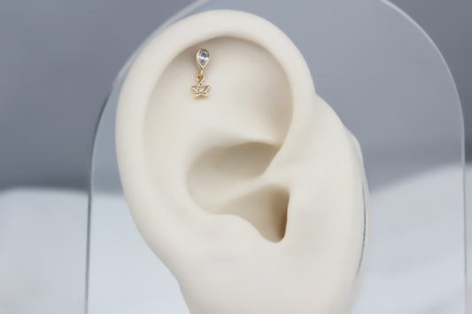 14k Solid Gold Drop Hanging Helix Piercing - alternate view 2