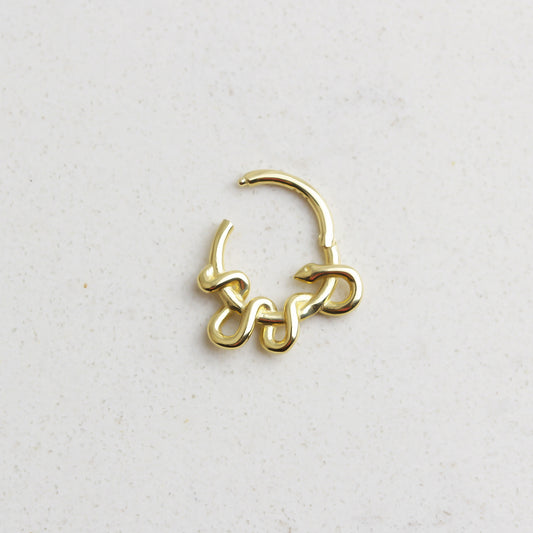 14k Solid Gold Ring Piercing - alternate view 2