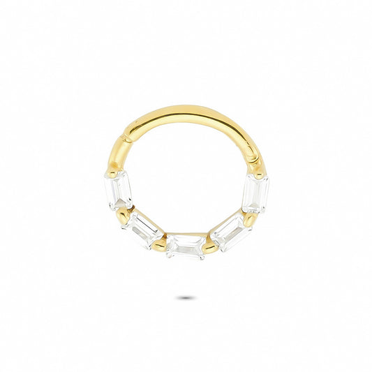 14k Solid Gold Geometric Ring Piercing