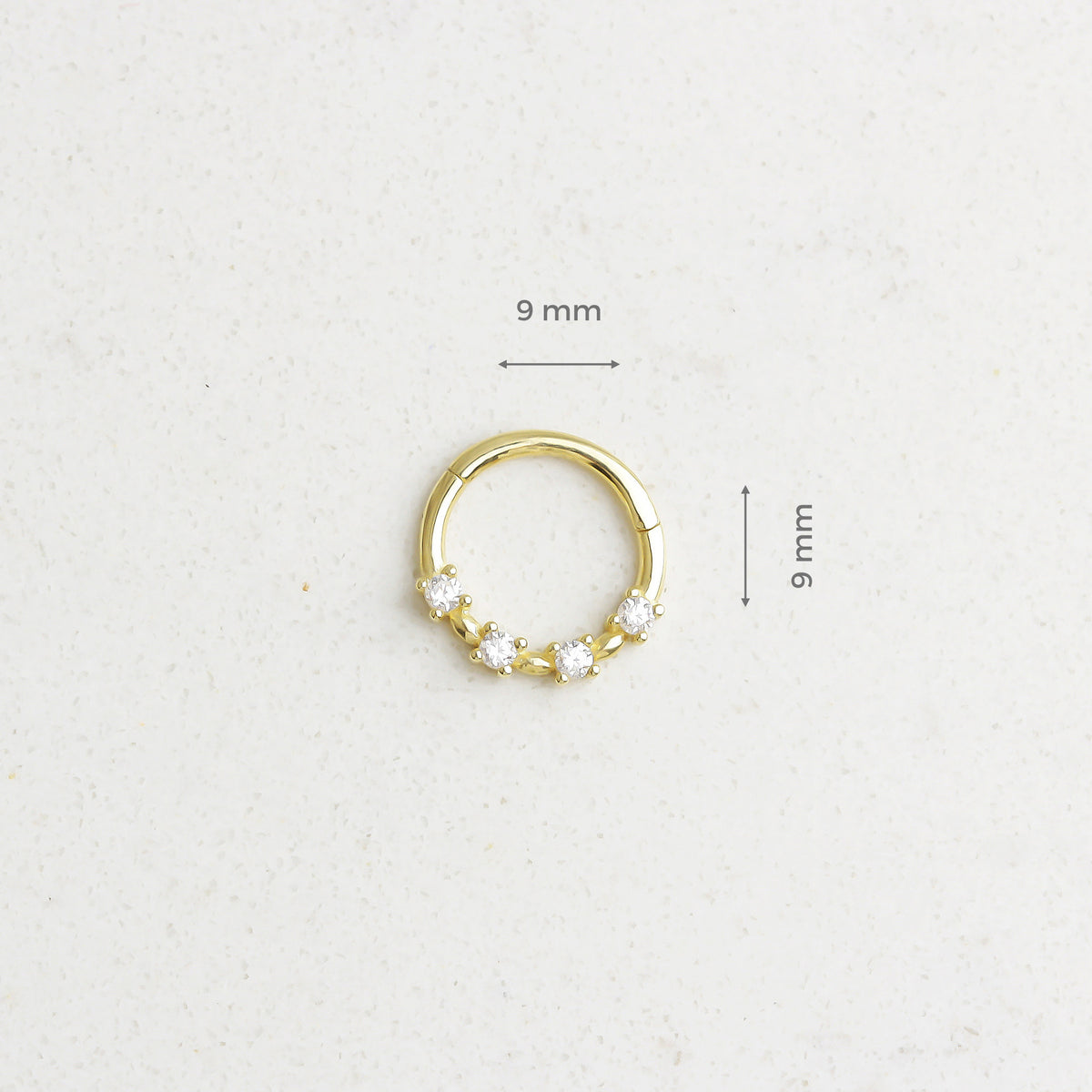 14k Solid Gold Stone Ring Piercing - alternate view 3