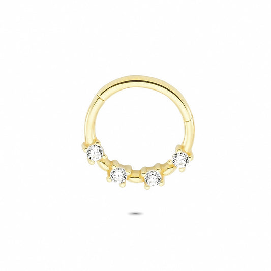 14k Solid Gold Stone Ring Piercing