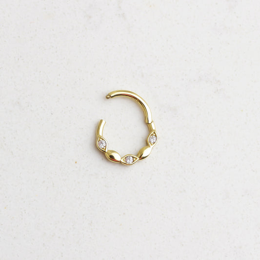 14k Solid Gold Three Stone Ring Piercing - alternate view 2