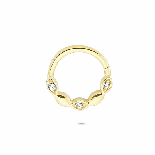 14k Solid Gold Three Stone Ring Piercing