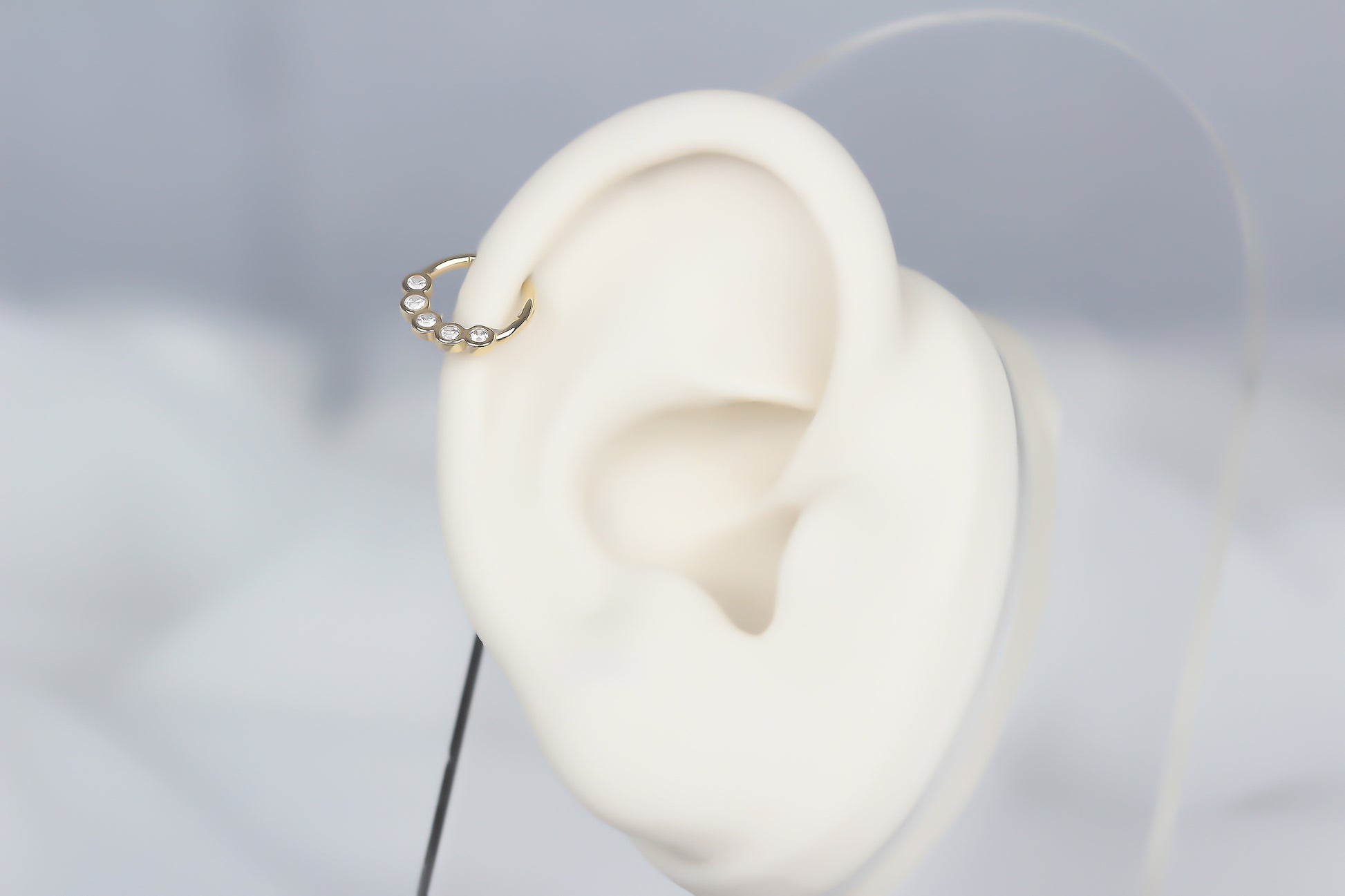 14k Solid Gold Five Stone Ring Piercing - alternate view 4