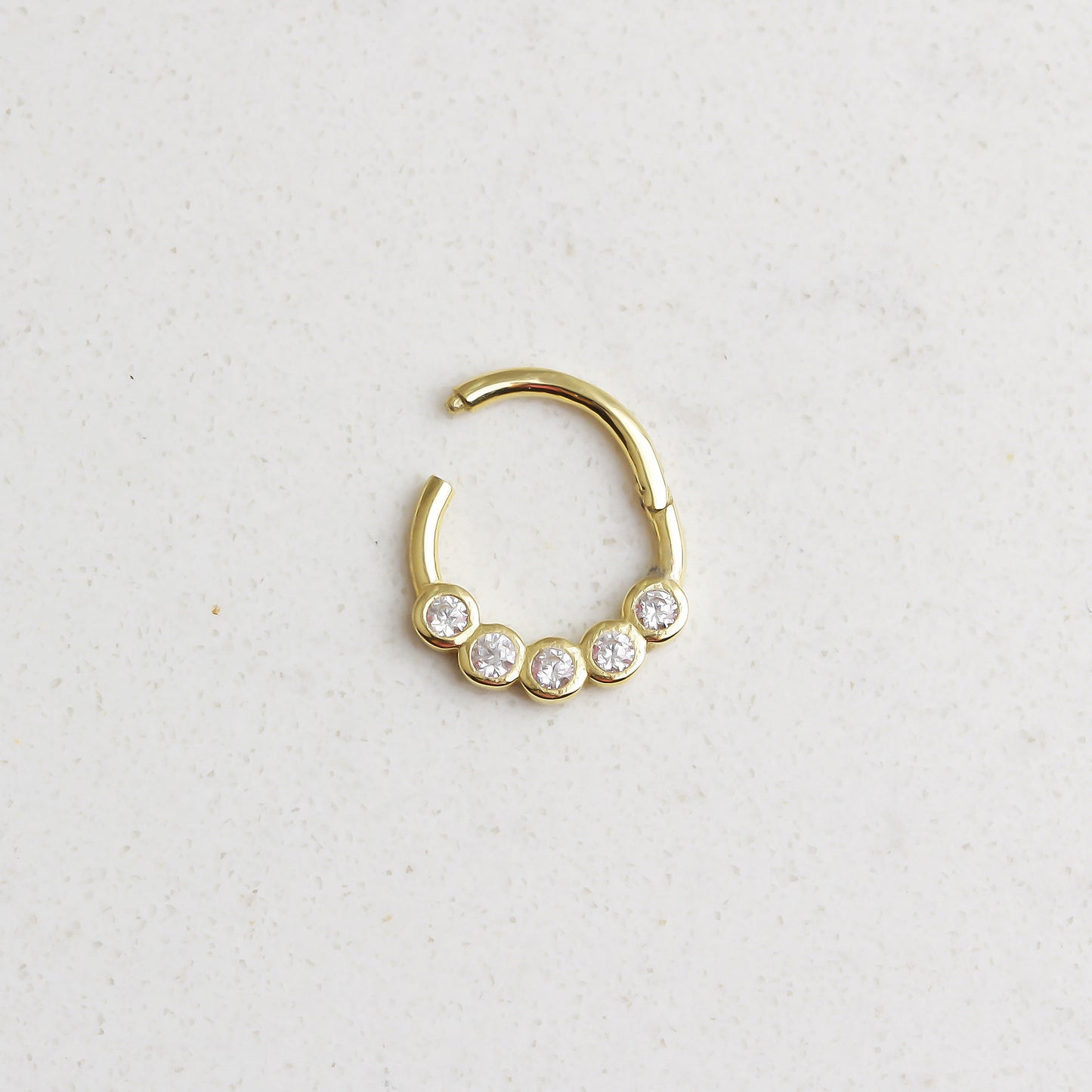 14k Solid Gold Five Stone Ring Piercing - alternate view 2