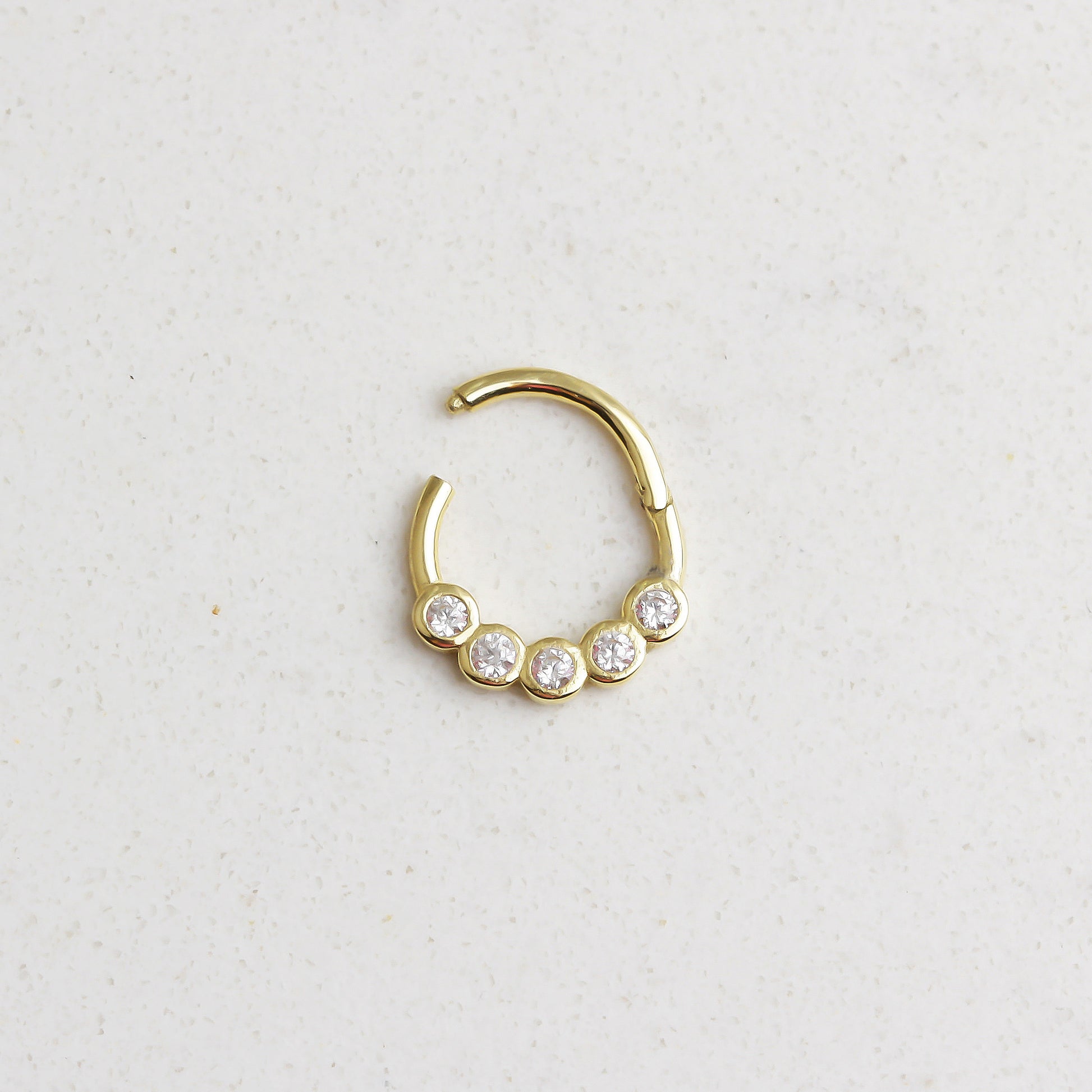 14k Solid Gold Five Stone Ring Piercing - alternate view 2