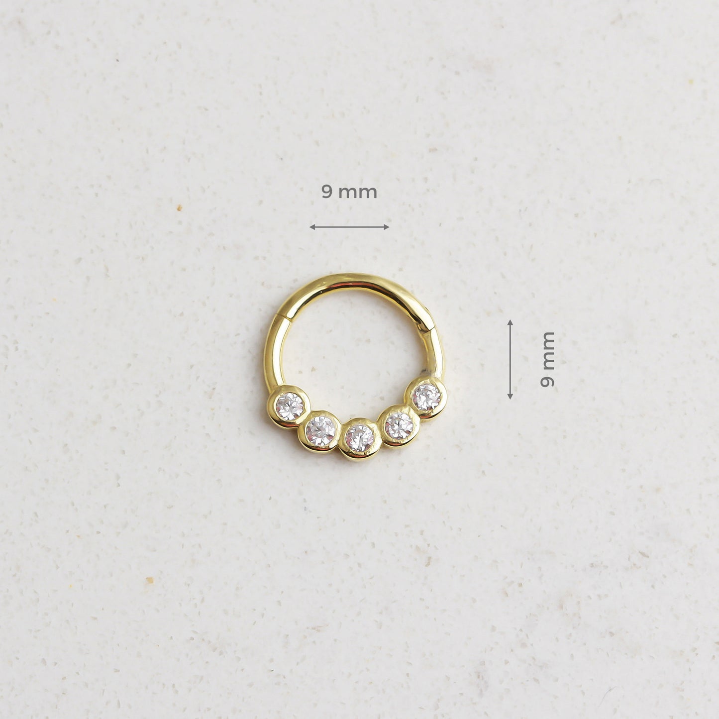 14k Solid Gold Five Stone Ring Piercing - alternate view 3