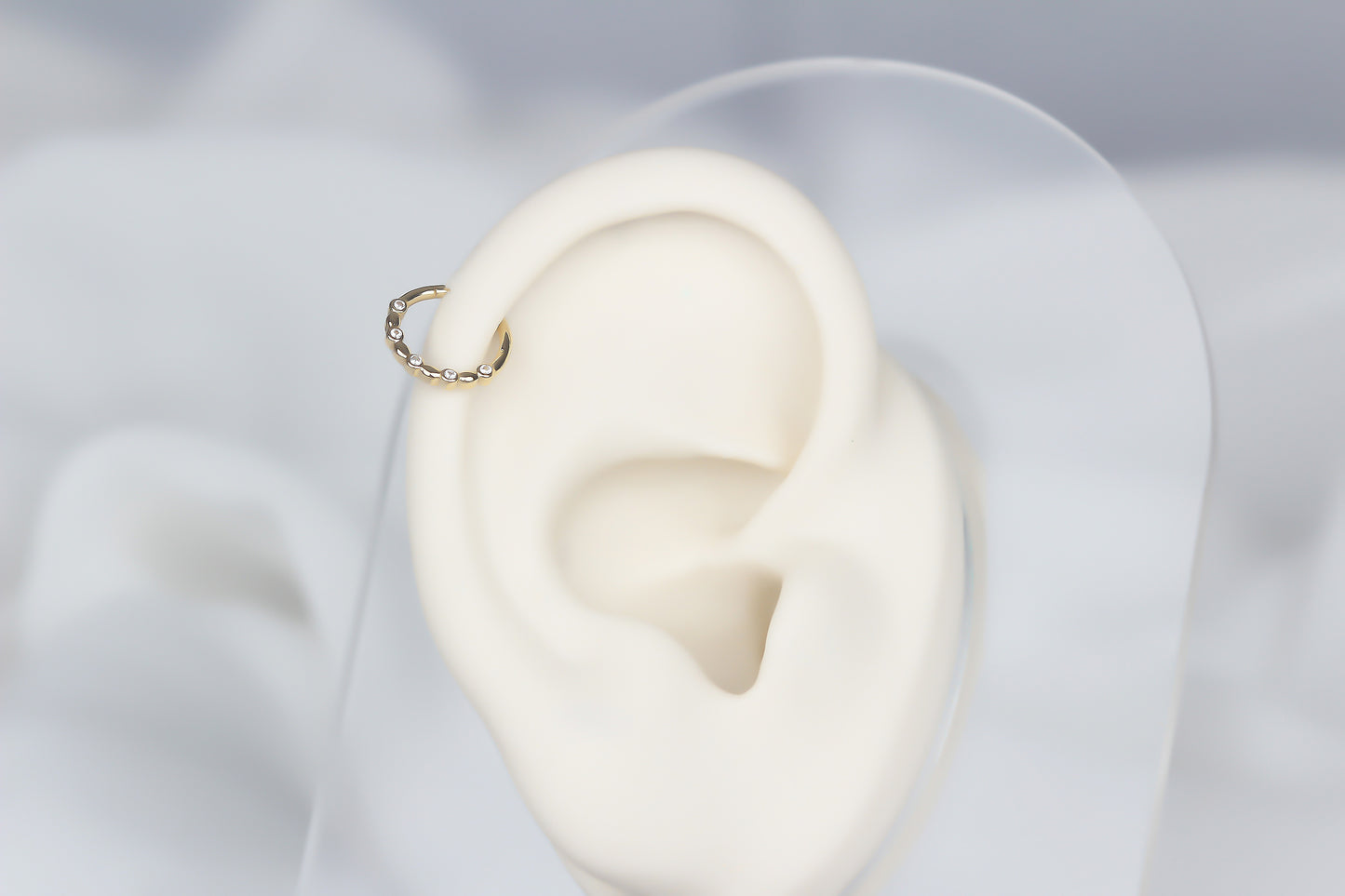 14k Solid Gold Five Stone Ring Piercing - alternate view 4
