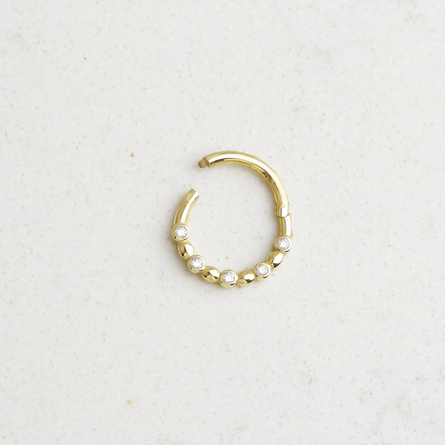 14k Solid Gold Five Stone Ring Piercing - alternate view 2