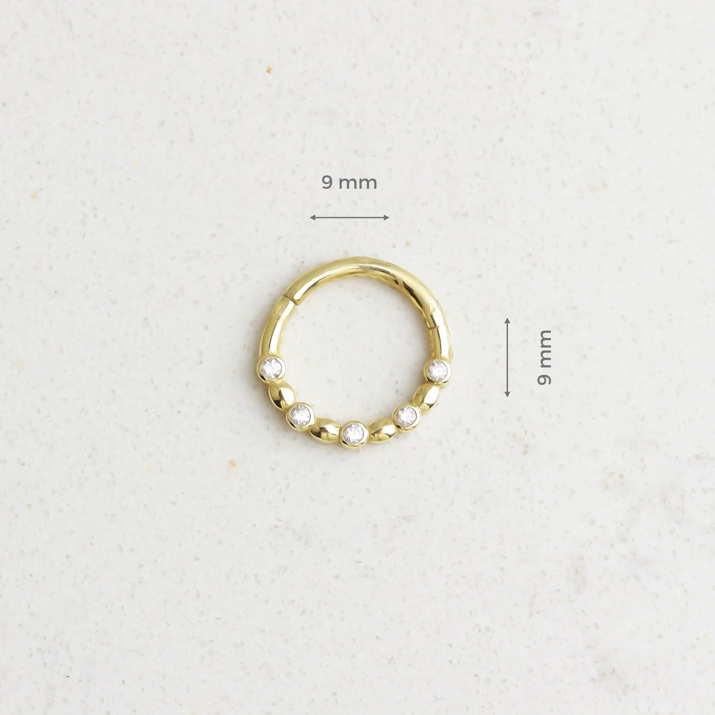 14k Solid Gold Five Stone Ring Piercing - alternate view 3