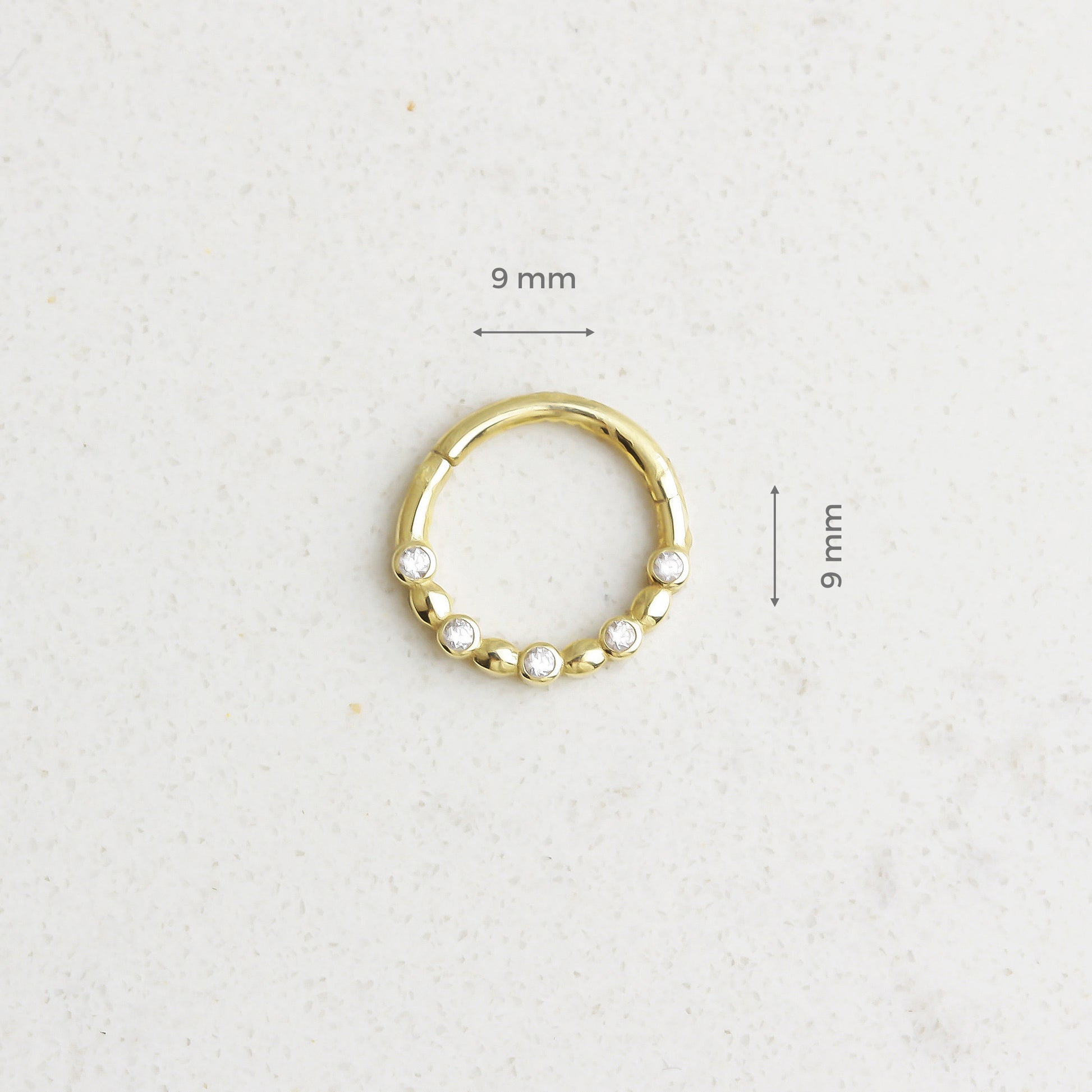 14k Solid Gold Five Stone Ring Piercing - alternate view 3