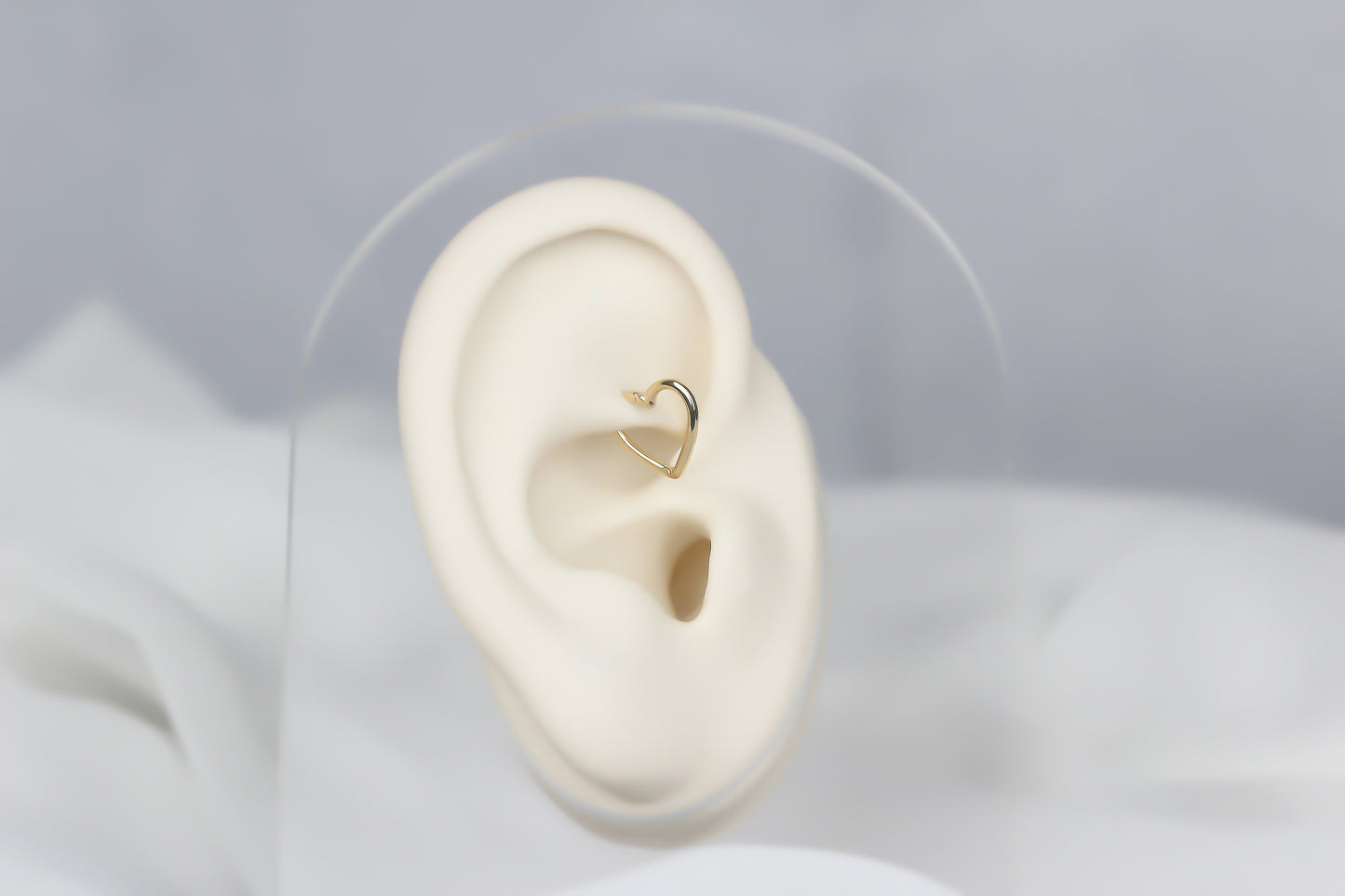 14k Solid Gold Heart Ring Piercing - alternate view 4