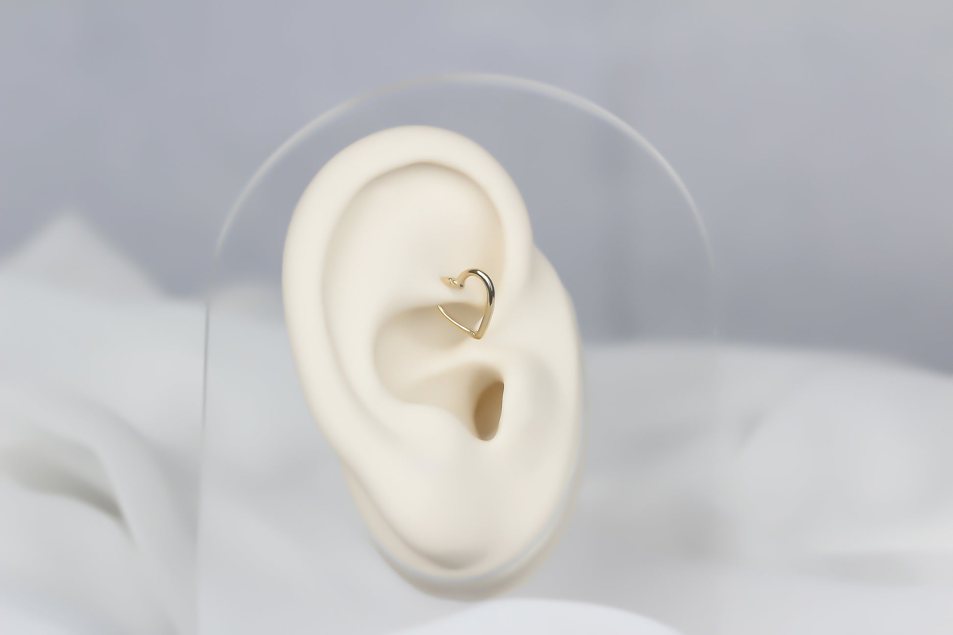 14k Solid Gold Heart Ring Piercing - alternate view 4
