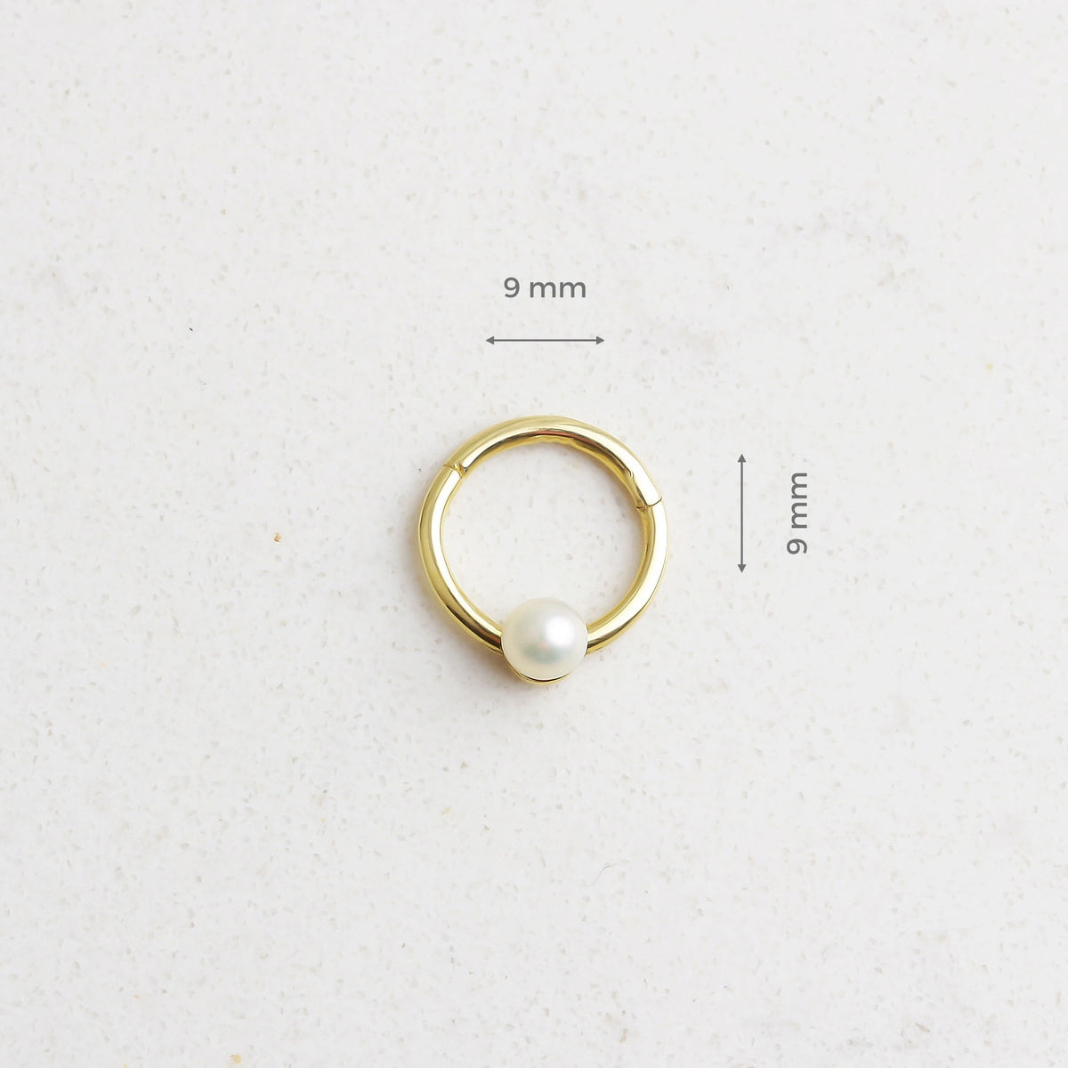 14k Solid Gold Pearl Ring Piercing - alternate view 3