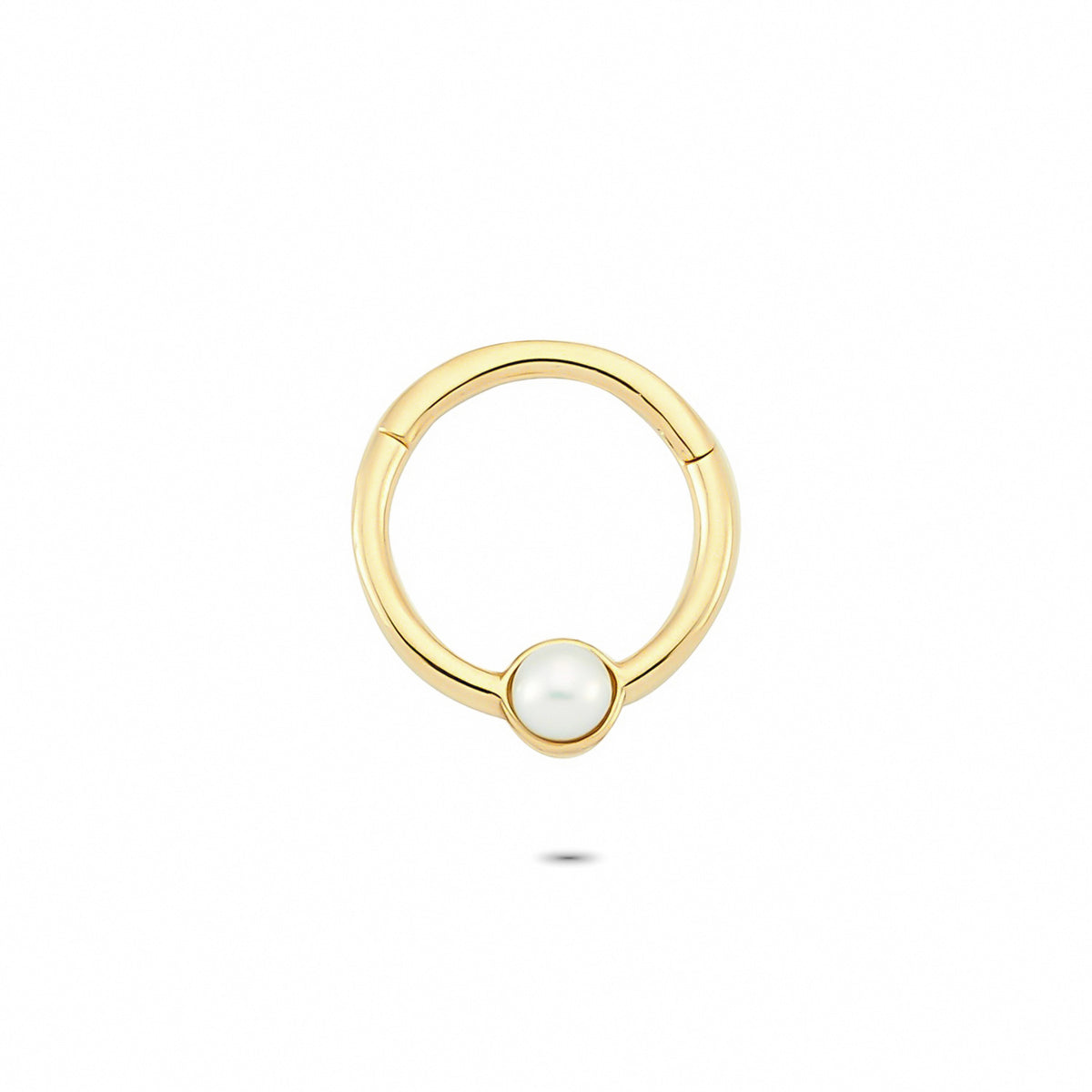 14k Solid Gold Pearl Ring Piercing