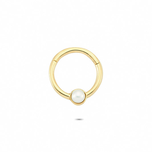 14k Solid Gold Pearl Ring Piercing
