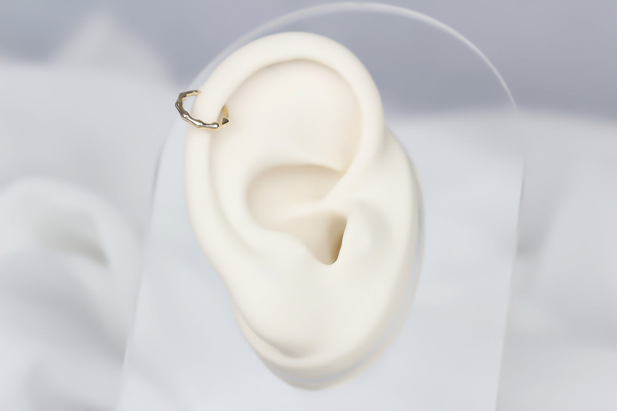 14k Solid Gold Auger Ring Piercing - alternate view 4