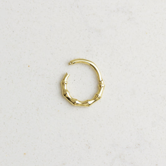 14k Solid Gold Auger Ring Piercing - alternate view 2