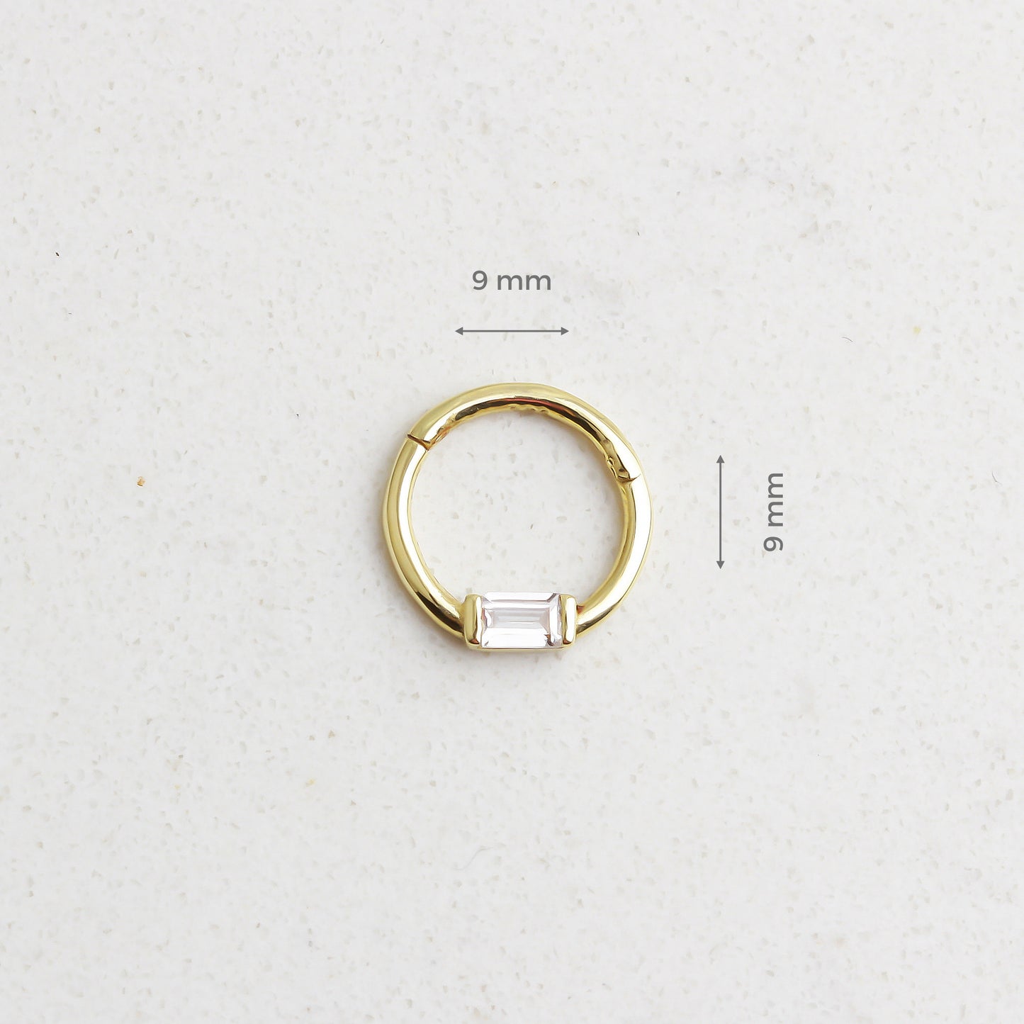 14k Solid Gold Baguette Ring Piercing - alternate view 3