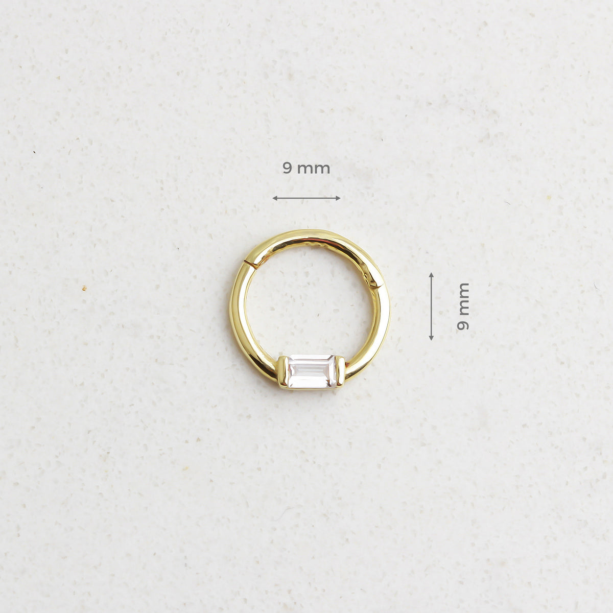 14k Solid Gold Baguette Ring Piercing - alternate view 3