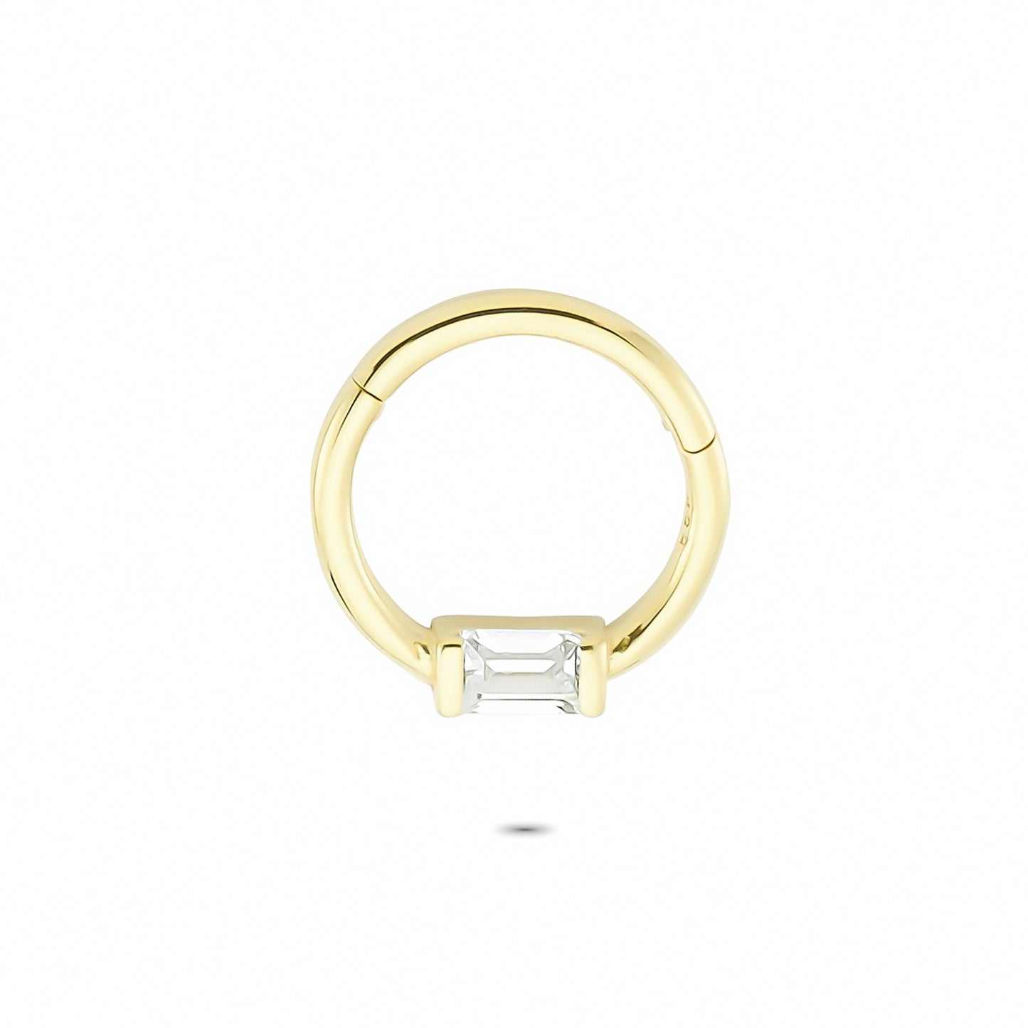 14k Solid Gold Baguette Ring Piercing