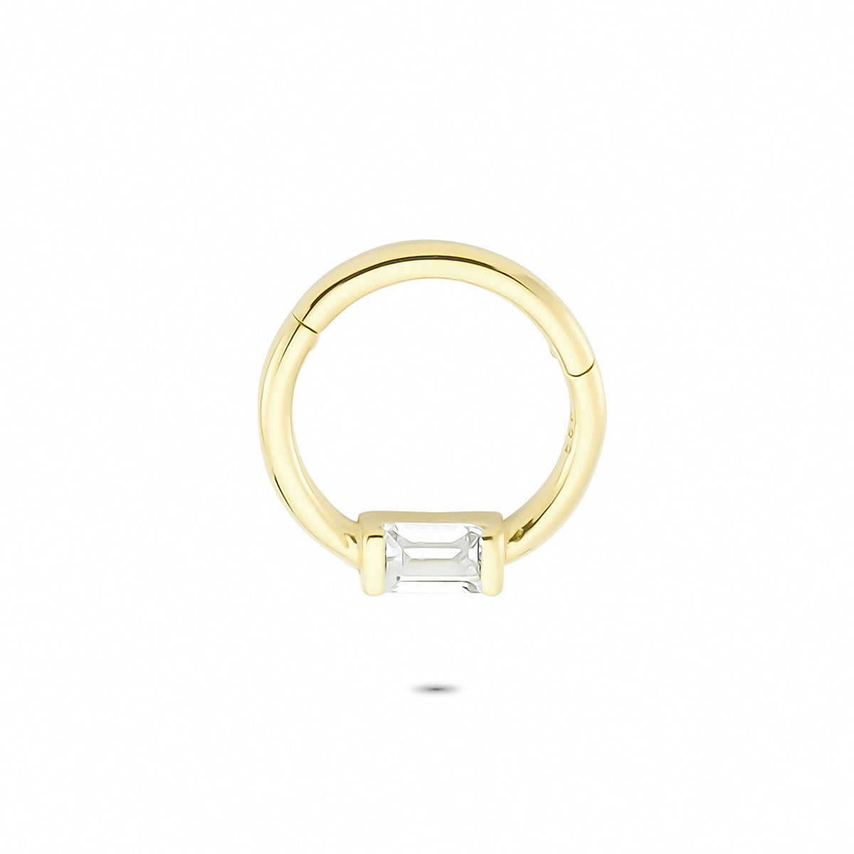14k Solid Gold Baguette Ring Piercing