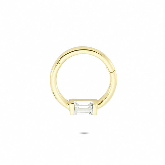 14k Solid Gold Baguette Ring Piercing