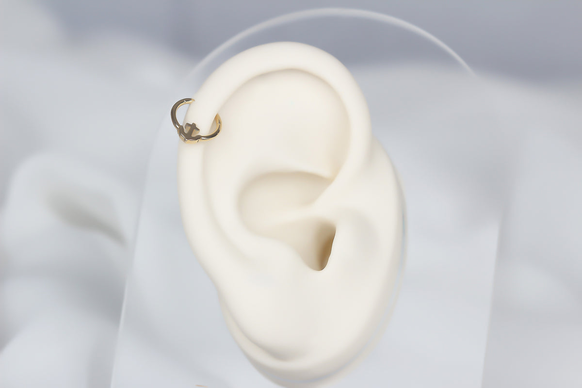 14k Solid Gold Anchor Ring Piercing - alternate view 4