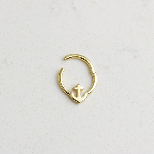 14k Solid Gold Anchor Ring Piercing - alternate view 2