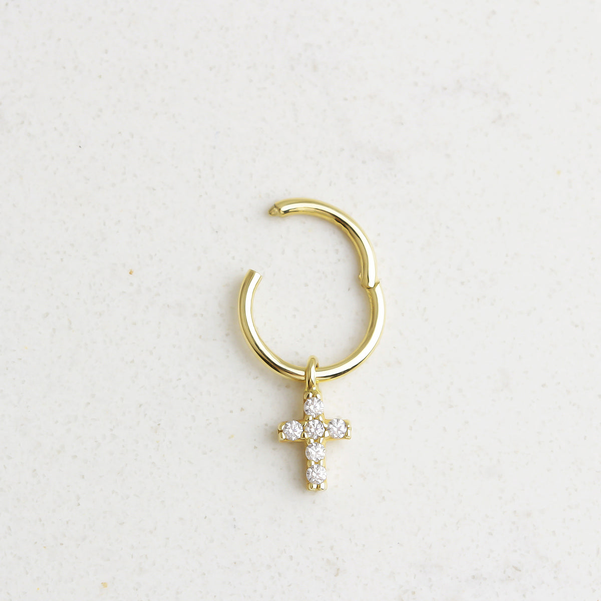 14k Solid Gold Cross Ring Piercing - alternate view 2