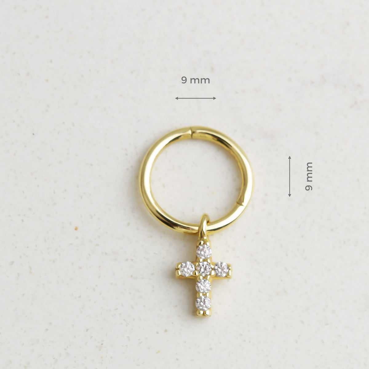 14k Solid Gold Cross Ring Piercing - alternate view 3