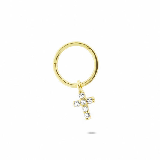 14k Solid Gold Cross Ring Piercing