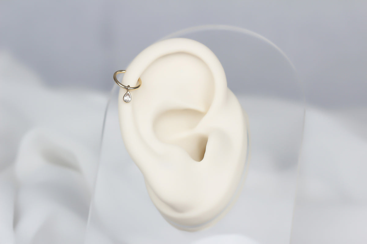 14k Solid Gold Drop Ring Piercing - alternate view 4