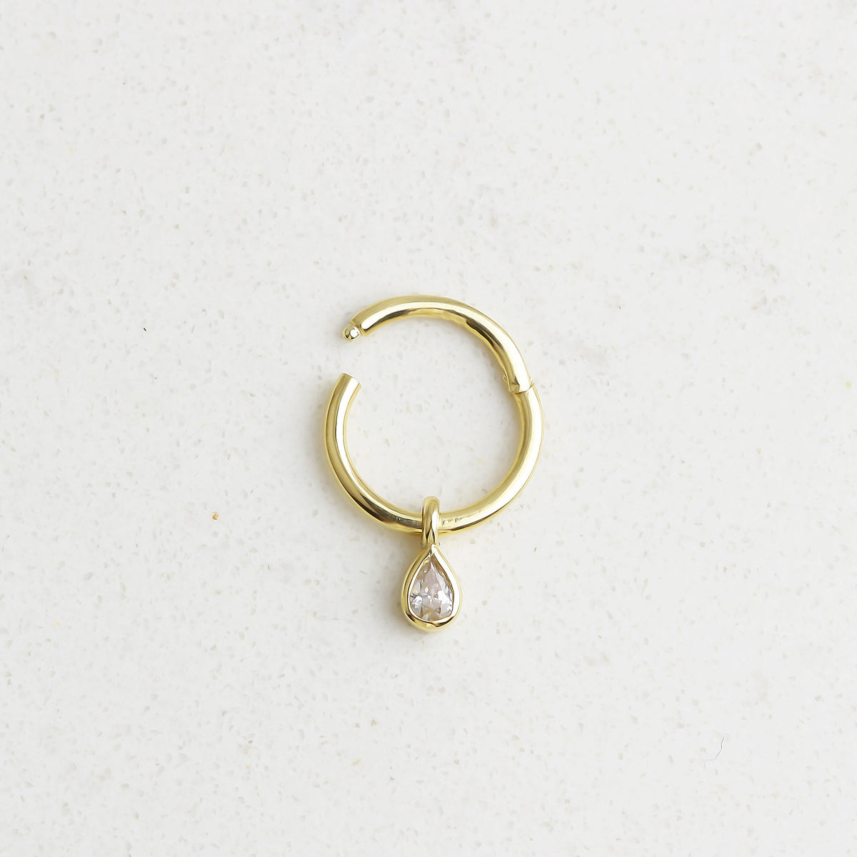14k Solid Gold Drop Ring Piercing - alternate view 2