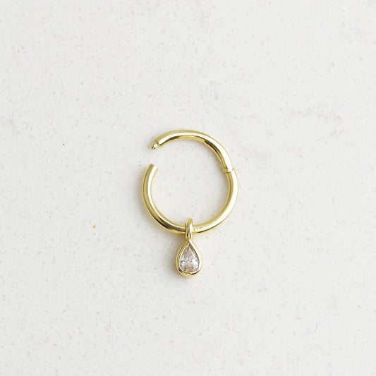 14k Solid Gold Drop Ring Piercing - alternate view 2