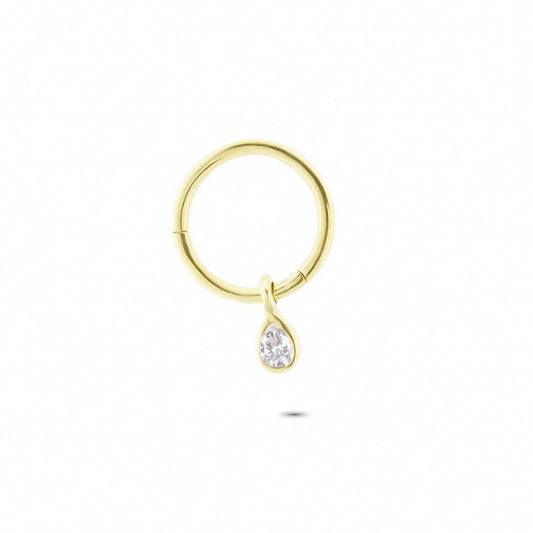 14k Solid Gold Drop Ring Piercing