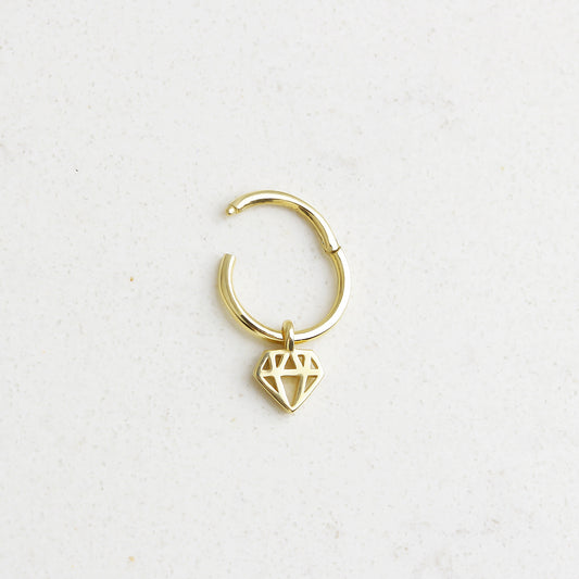 14k Solid Gold Diamond Ring Piercing - alternate view 2