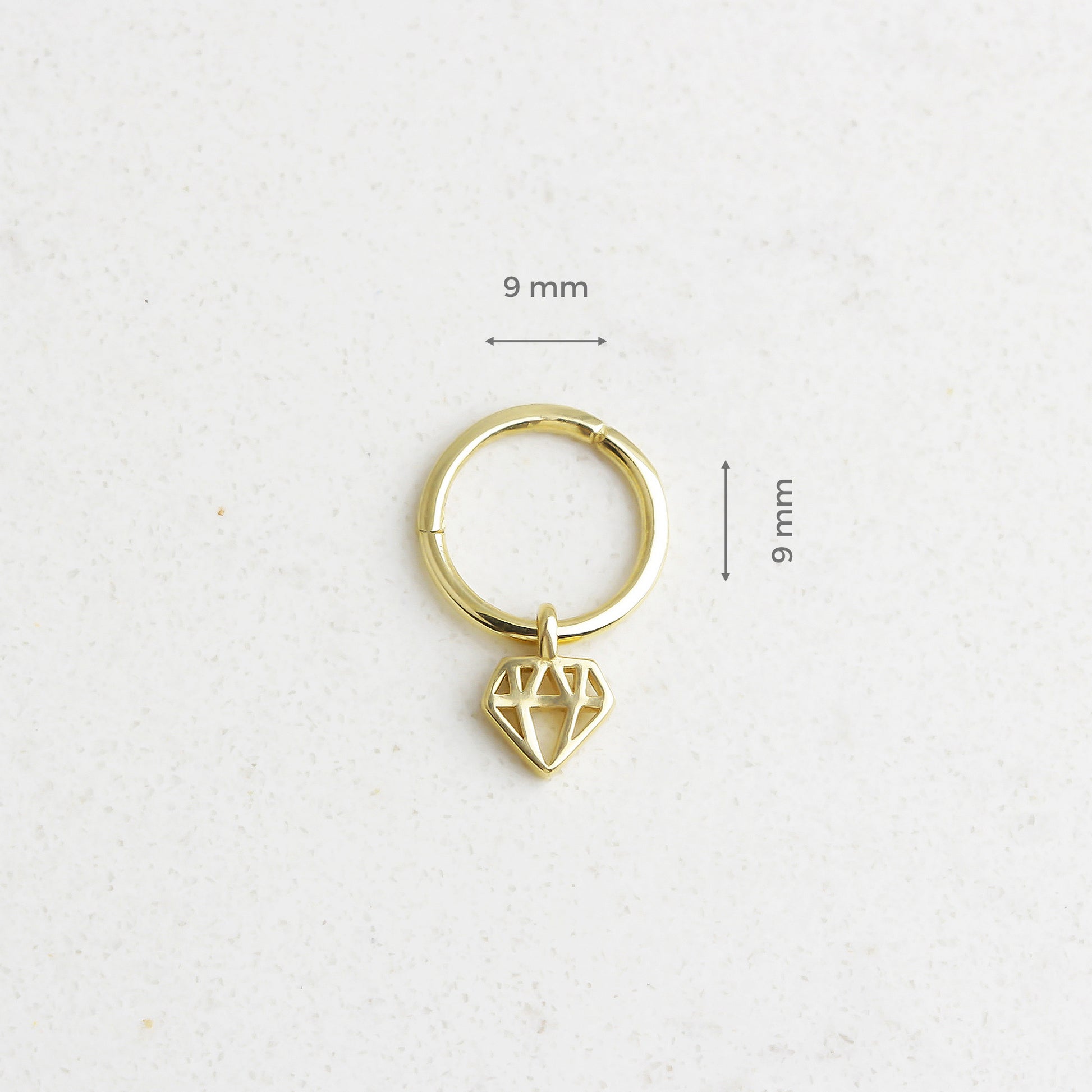 14k Solid Gold Diamond Ring Piercing - alternate view 3
