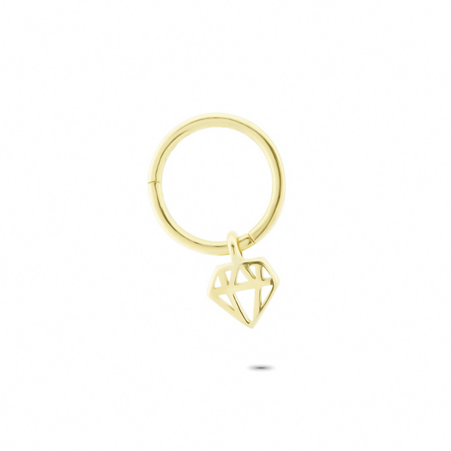 14k Solid Gold Diamond Ring Piercing