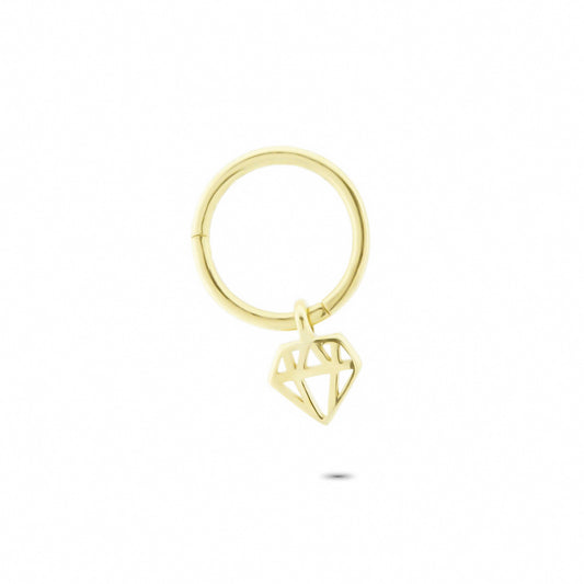 14k Solid Gold Diamond Ring Piercing