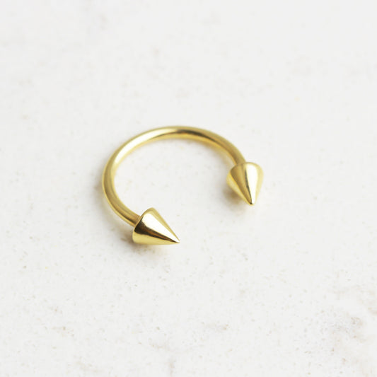 14k Solid Gold Arrow Half Ring Piercing - alternate view 2